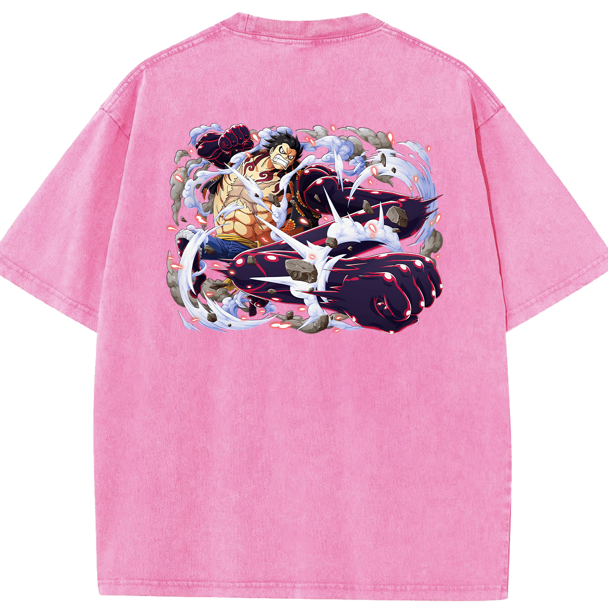 ワンピース モンキー・D・ルフィ ONE PIECE Monkey D. Luffy 綿100% ヴィンテージ風 半袖Tシャツ（背面プリント）